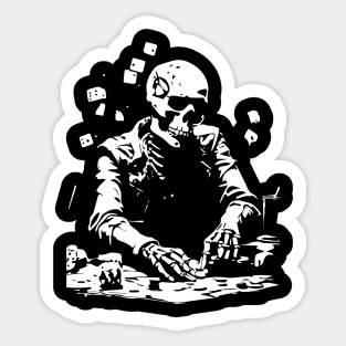 skeleton playing dice Sticker